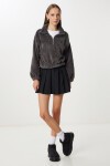 Fermuarlı Peluş Sweatshirt ANTRASİT LZV0019