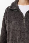 Fermuarlı Peluş Sweatshirt ANTRASİT LZV0019