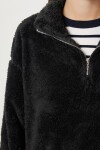 Fermuarlı Peluş Sweatshirt SİYAH LZV0019