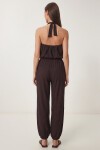 Halter Yaka Bluz Pantolon Krinkıl Takım MÜRDÜM LFW0027