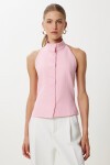 Halter Yaka Dokuma Yelek PEMBE LYY0096
