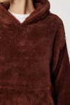 Kapüşonlu Cepli Peluş Sweatshirt KAHVERENGİ LZV0020
