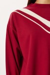 Kontrast Şeritli Modal Alt-Üst Takım BORDO LZV0037