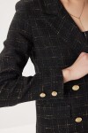 Kruvaze Vatkalı Tüvit Blazer Ceket SİYAH LXA0030