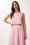 Müslin Bluz Etek Takım PEMBE LAX0012
