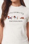 Nakış İşlemeli Pamuklu Örme T-shirt EKRU LCR0127