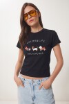 Nakış İşlemeli Pamuklu Örme T-shirt LACİVERT LCR0127