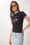 Nakış İşlemeli Pamuklu Örme T-shirt LACİVERT LCR0127