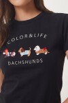 Nakış İşlemeli Pamuklu Örme T-shirt LACİVERT LCR0127