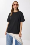 Oversize Basic Pamuklu Örme T-shirt ANTRASİT LZE0005