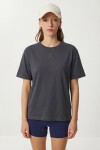 Oversize Basic Pamuklu Örme T-shirt FÜME LZE0005