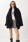Oversize Suni Kürk Kaban SİYAH LVW0008
