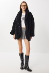Oversize Suni Kürk Kaban SİYAH LVW0008