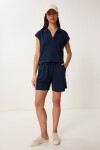 Polo Yaka Basic Örme Şort Takım LACİVERT LUS0159