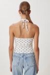 Puantiye Desenli Crop Tül Bluz EKRU LFW0023