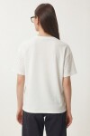 Taş Detaylı Örme T-shirt EKRU LZV0059