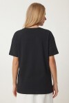 Taş Detaylı Örme T-shirt SİYAH LZV0059