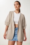 Tek Düğmeli Oversize Yazlık Keten Ceket VİZON LWF0032