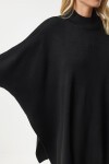 Yandan Yırtmaçlı Oversize Panço Kazak SİYAH LYY0016