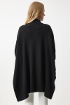 Yandan Yırtmaçlı Oversize Panço Kazak SİYAH LYY0016