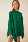 Yandan Yırtmaçlı Oversize Panço Kazak YEŞİL LYY0016