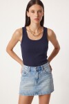 2li Fitilli Kalın Askılı Örme Atlet LACİVERT KİREMİT LHJ0002