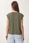2’li Paket Basic Viskon T-shirt EKRU HAKİ LRN0043