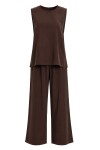 3’lü Gömlek Bluz Pantolon Gabardin Takım KAHVERENGİ LBY0071