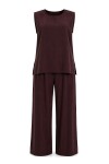 3’lü Gömlek Bluz Pantolon Gabardin Takım MÜRDÜM LBY0071