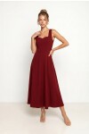 A Kesim Midi Dokuma Elbise BORDO LNT0042