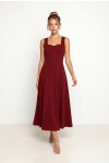 A Kesim Midi Dokuma Elbise BORDO LNT0042