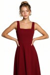 A Kesim Midi Dokuma Elbise BORDO LNT0042