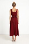 A Kesim Midi Dokuma Elbise BORDO LNT0042