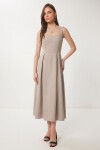 A Kesim Midi Dokuma Elbise GRİ LWF0026