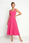 A Kesim Midi Dokuma Elbise PEMBE LNT0042