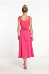 A Kesim Midi Dokuma Elbise PEMBE LNT0042