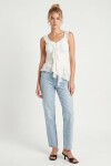 Asimetrik Dantelli Transparan Bluz BEYAZ LFW0029