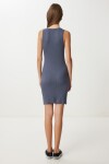 Basic Fitilli Örme Mini Elbise ANTRASİT LUB0171