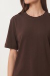 Basic Pamuklu Örme T-shirt KAHVERENGİ LUS0094