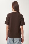 Basic Pamuklu Örme T-shirt KAHVERENGİ LUS0094