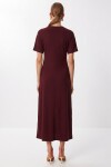 Büzgülü Uzun Yazlık Modal Elbise BORDO LUB0344