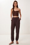 Cepli Rahat Krinkıl Şalvar Pantolon MÜRDÜM LFW0024