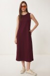 Cepli Yazlık Örme Elbise BORDO LRN0032