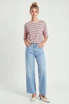 Çizgili Oversize Örme T-shirt ŞEKER PEMBE LCR0124
