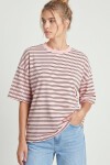 Çizgili Oversize Örme T-shirt ŞEKER PEMBE LCR0124