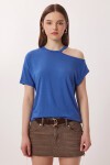 Cut Out Detaylı Viskon Bluz 1804 KOYU MAVİ LRN0004