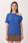 Cut Out Detaylı Viskon Bluz 1804 KOYU MAVİ LRN0004
