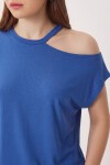 Cut Out Detaylı Viskon Bluz 1804 KOYU MAVİ LRN0004