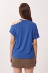 Cut Out Detaylı Viskon Bluz 1804 KOYU MAVİ LRN0004