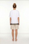 Dantel Detaylı Oversize Örme T-shirt BEYAZ LUB0377